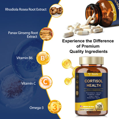 Cortisol Support Capsules with Ashwagandha, Rhodiola & L-Theanine