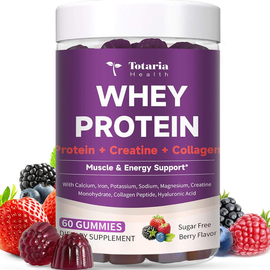 3-in-1 Whey Protein Gummies with Creatine & Collagen (Berry)