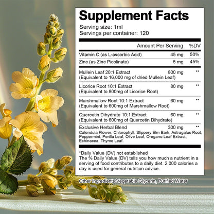 16-in-1 Mullein Drops for Lungs with Licorice & Marshmallow Root