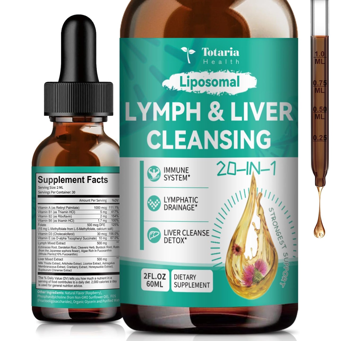 Lymph-Liver Cleanse Detox Drops with Milk Thistle & Echinacea