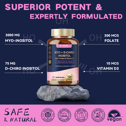 Inositol 40:1 (Myo & D-Chiro) for Women with D3 & Folate