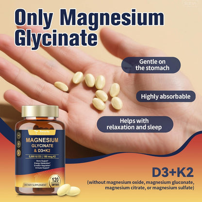 9-in-1 Magnesium Glycinate 500mg + Vitamin D3 & K2