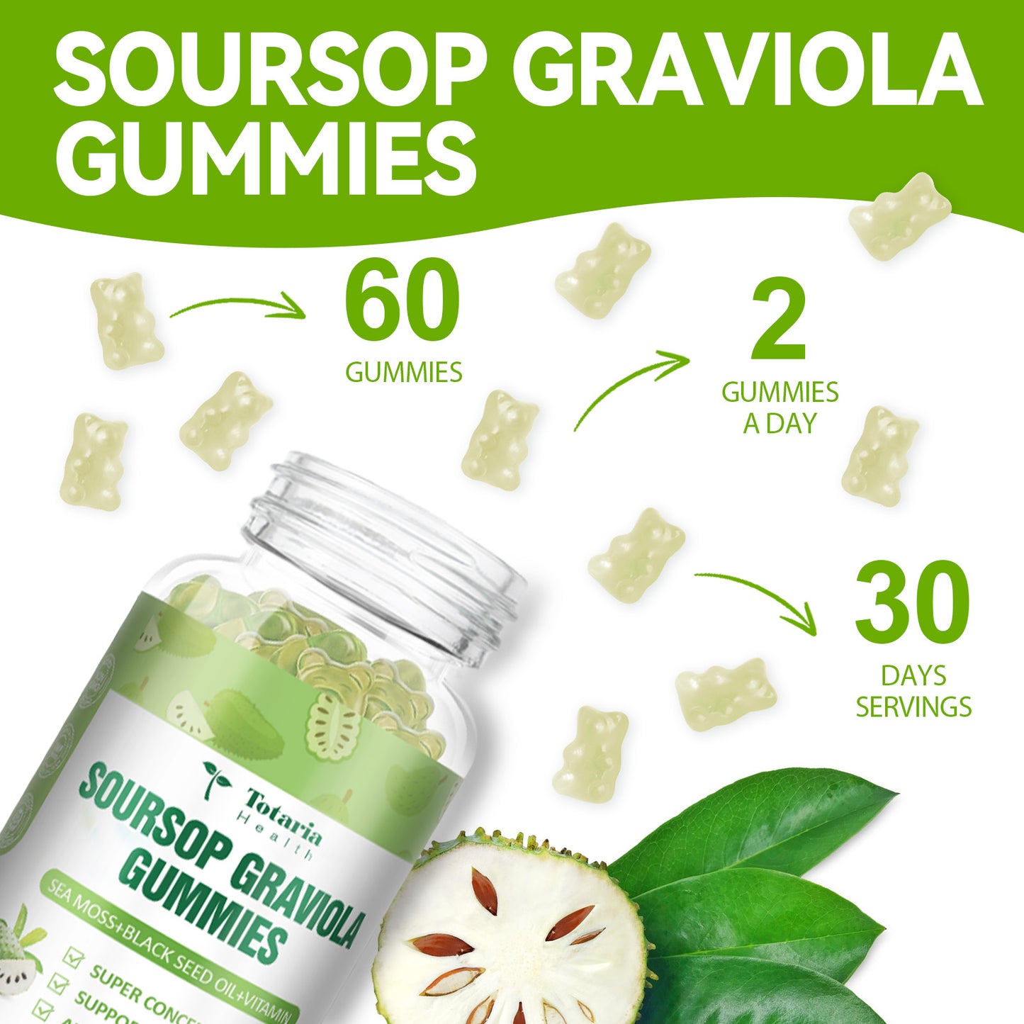 Soursop & Sea Moss Gummies 5000mg with Black Seed Oil