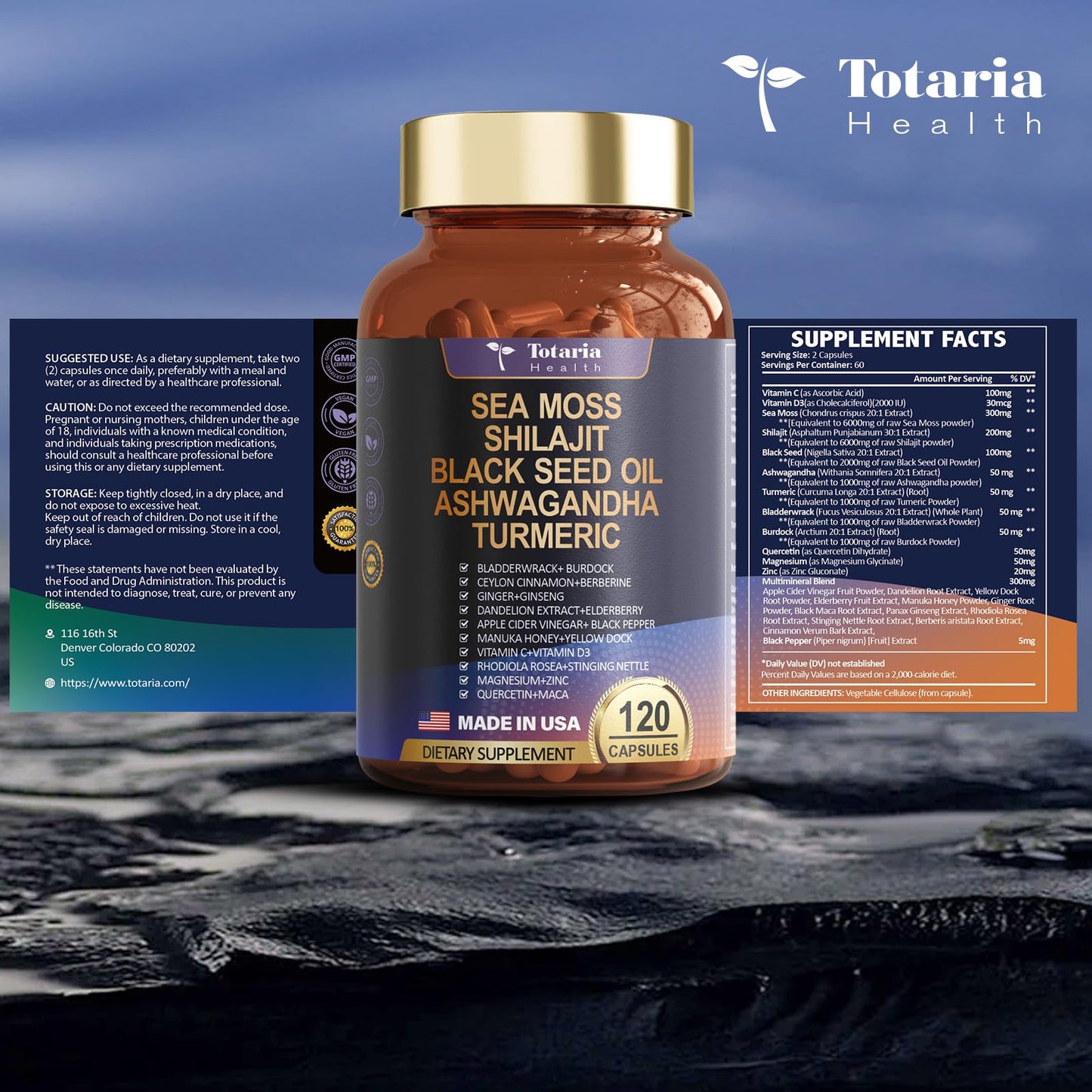 25-in-1 Sea Moss, Black Seed Oil, Ashwagandha & Shilajit