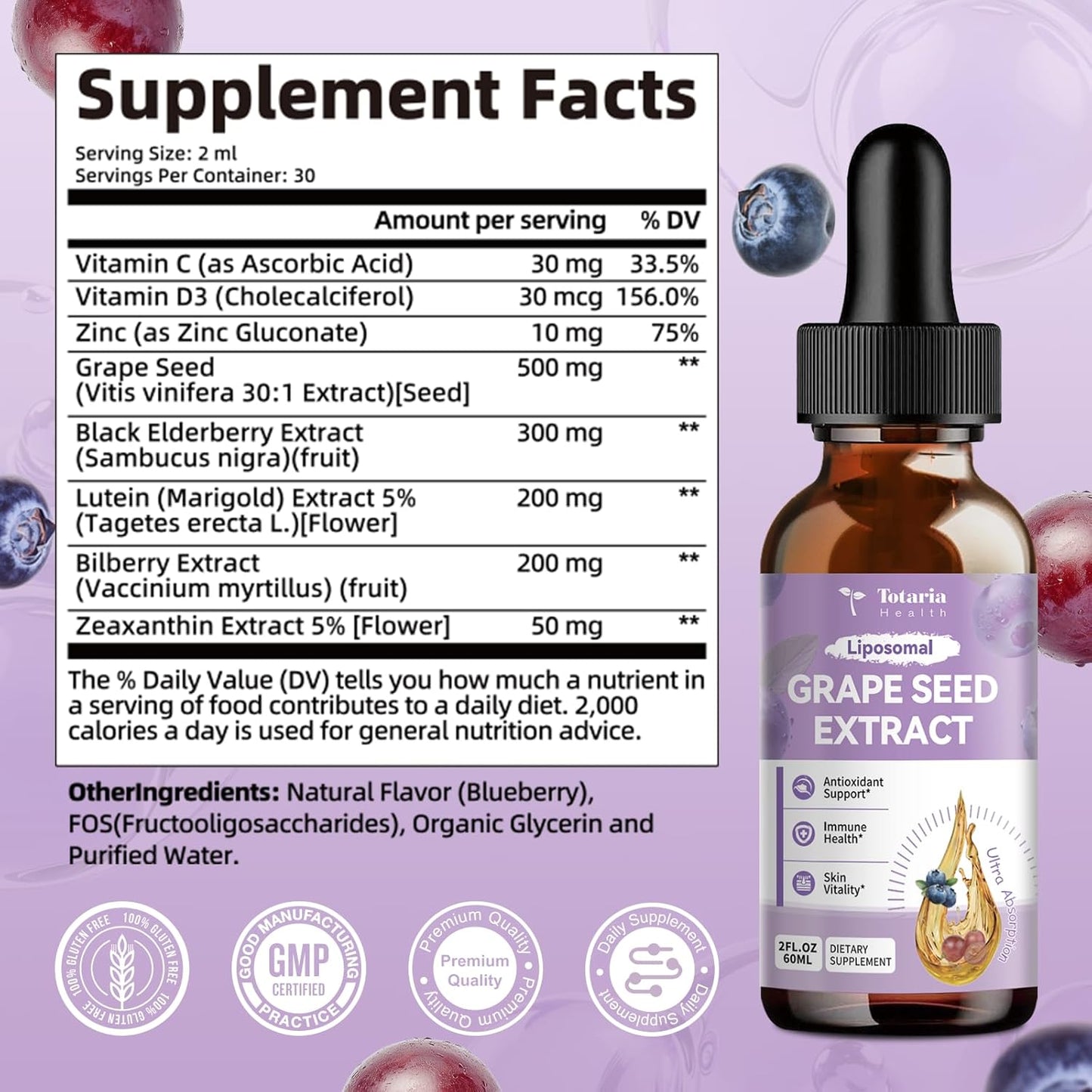 Grape Seed Extract Drops – 95% Polyphenols Antioxidant