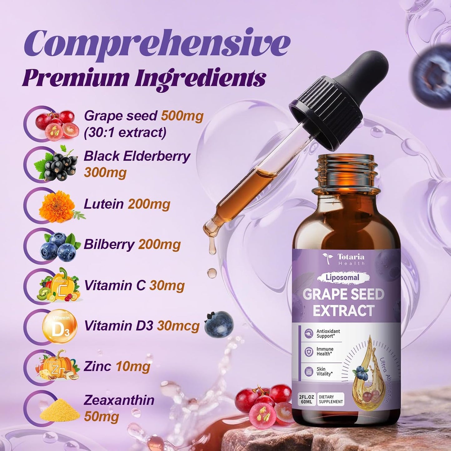 Grape Seed Extract Drops – 95% Polyphenols Antioxidant