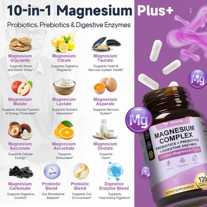 10-in-1 Magnesium Complex with Probiotics & Digestive Enzymes