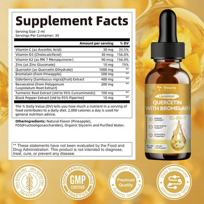 Liposomal Quercetin 1000mg with Bromelain & Elderberry Drops